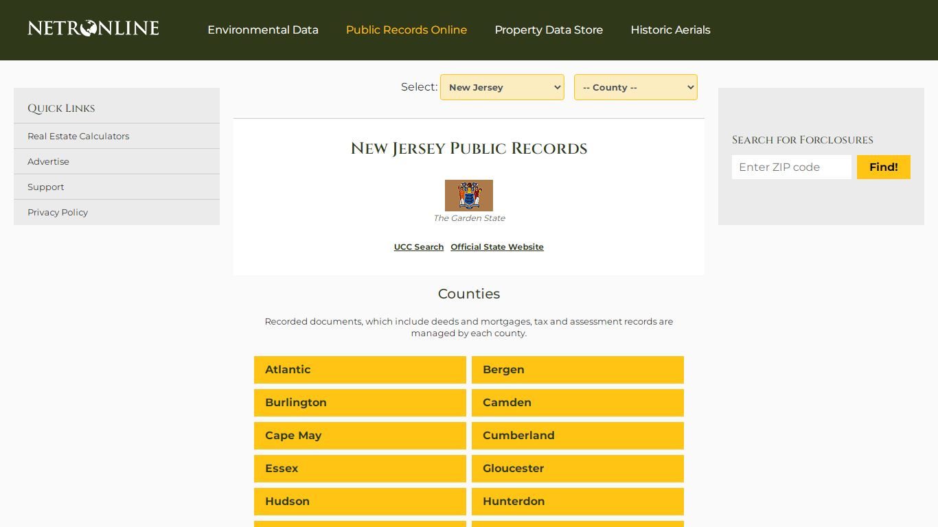 New Jersey Public Records Online Directory - NETROnline.com